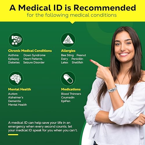 Vista 135 de Pulseras médicas mejoradas para hombres y mujeres con código QR, pulseras de identificación de alerta médica, pulsera de acero de titanio que se