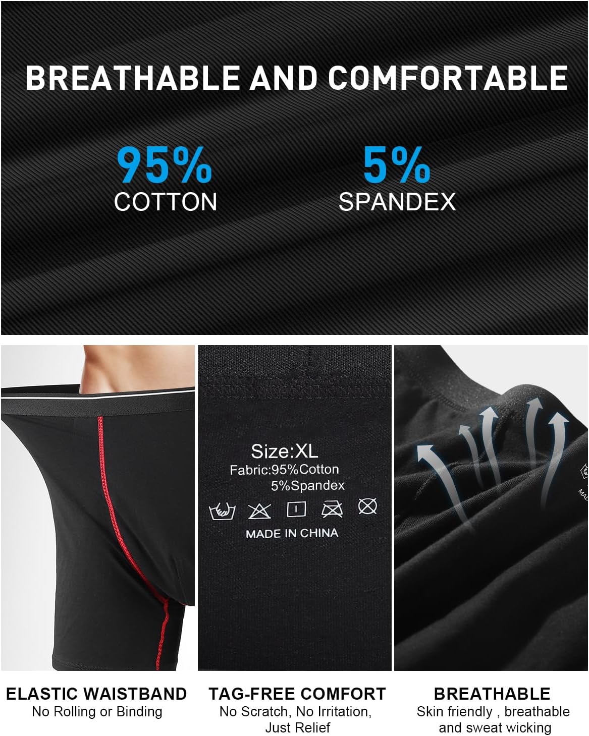 Incontinence Underwear for Men, 130ml Absorbency Leakproof Boxer Briefs, Adult Discreet Bladder Protection - Image 4