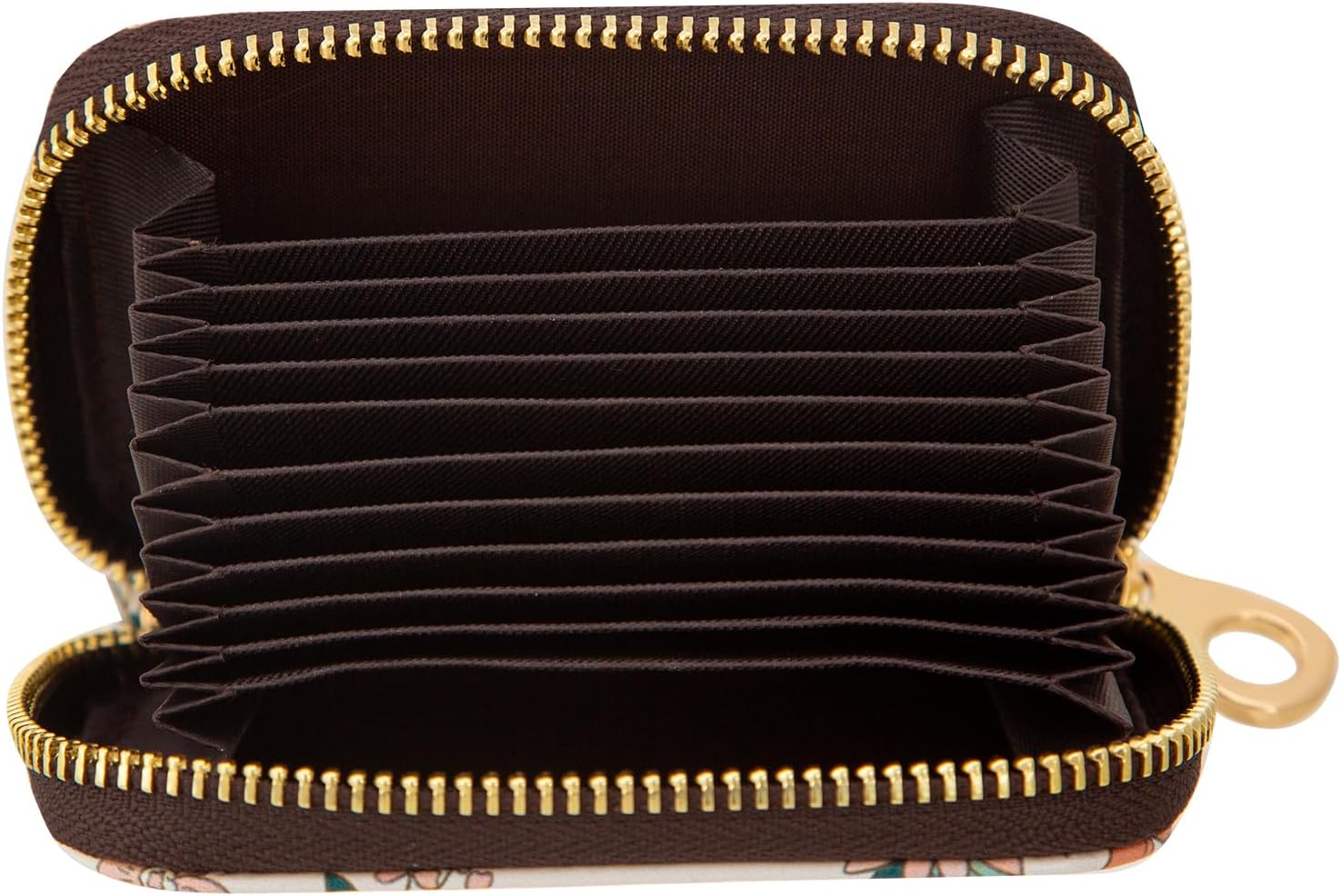 Womens Leather Wallet Credit Card Holder Zipper Card Case for Ladies Girls (Hummingbird)