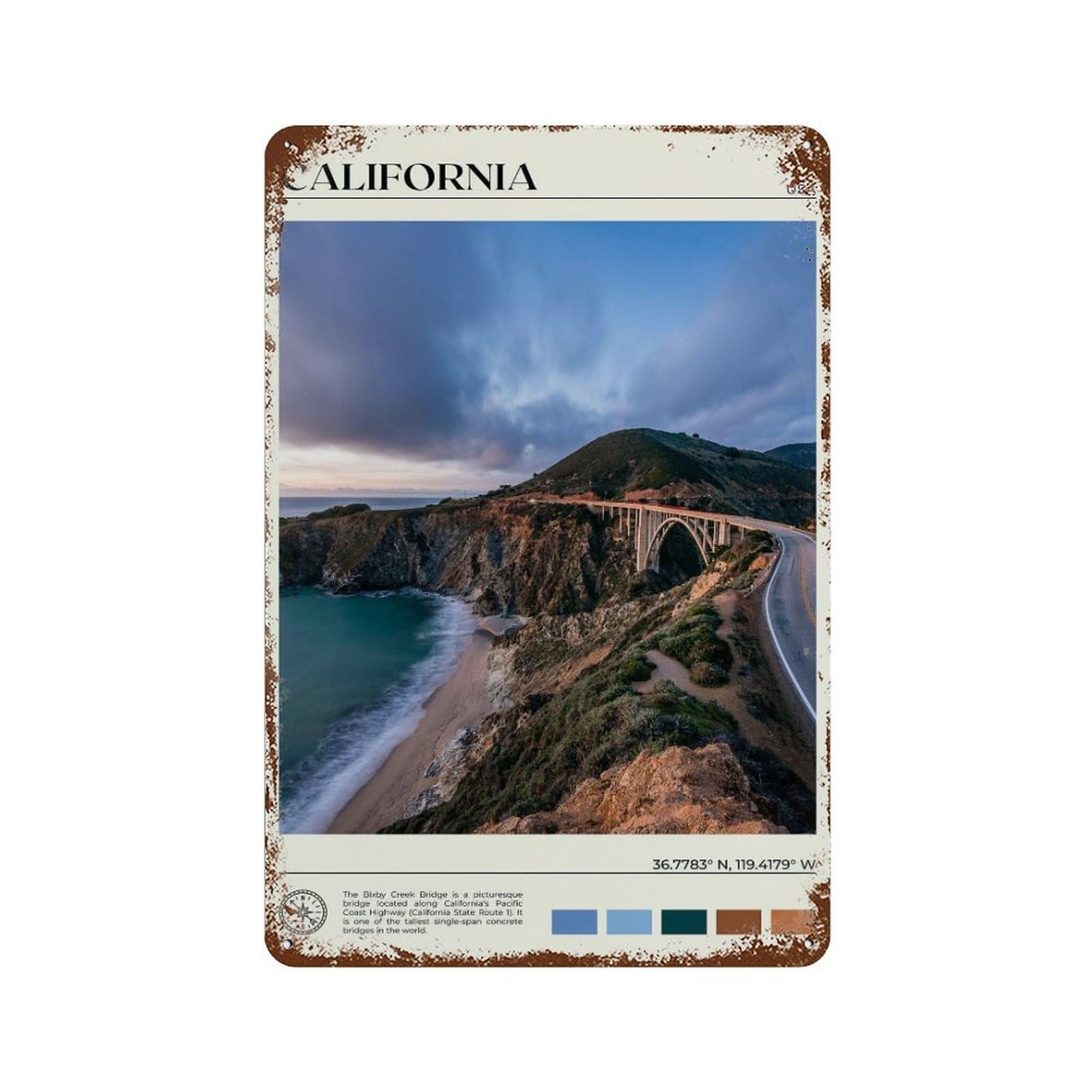 xiaoxiaoshen Real Photo California Decor Wall Decor Art Metal Tin Poster Modern Home Decor Art Home Bar Shop Decorations Vintage Sign 30x20cm