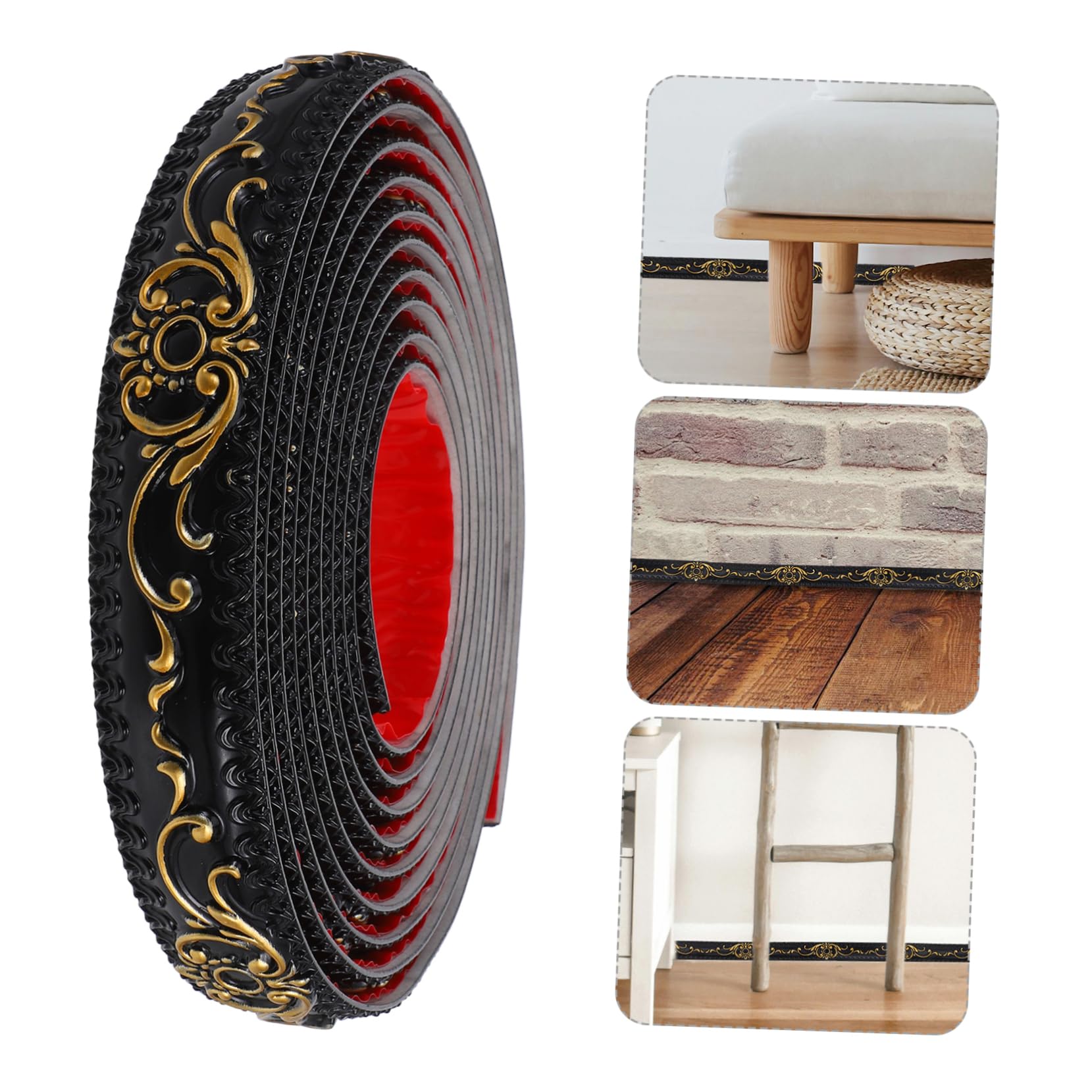 Moldura de Pared Autoadhesiva de Pvc Negro Textura Realista
