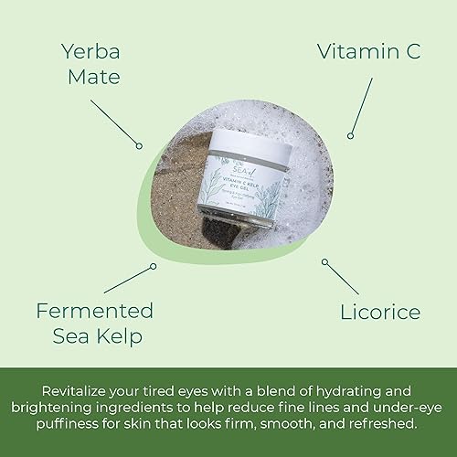 Miniatura 3 de Sea-el Vitamina C Kelp Gel tonificante y antiedad para el cuidado de la piel para hinchazón, bolsas debajo de los ojos y ojeras, refrescante brillo