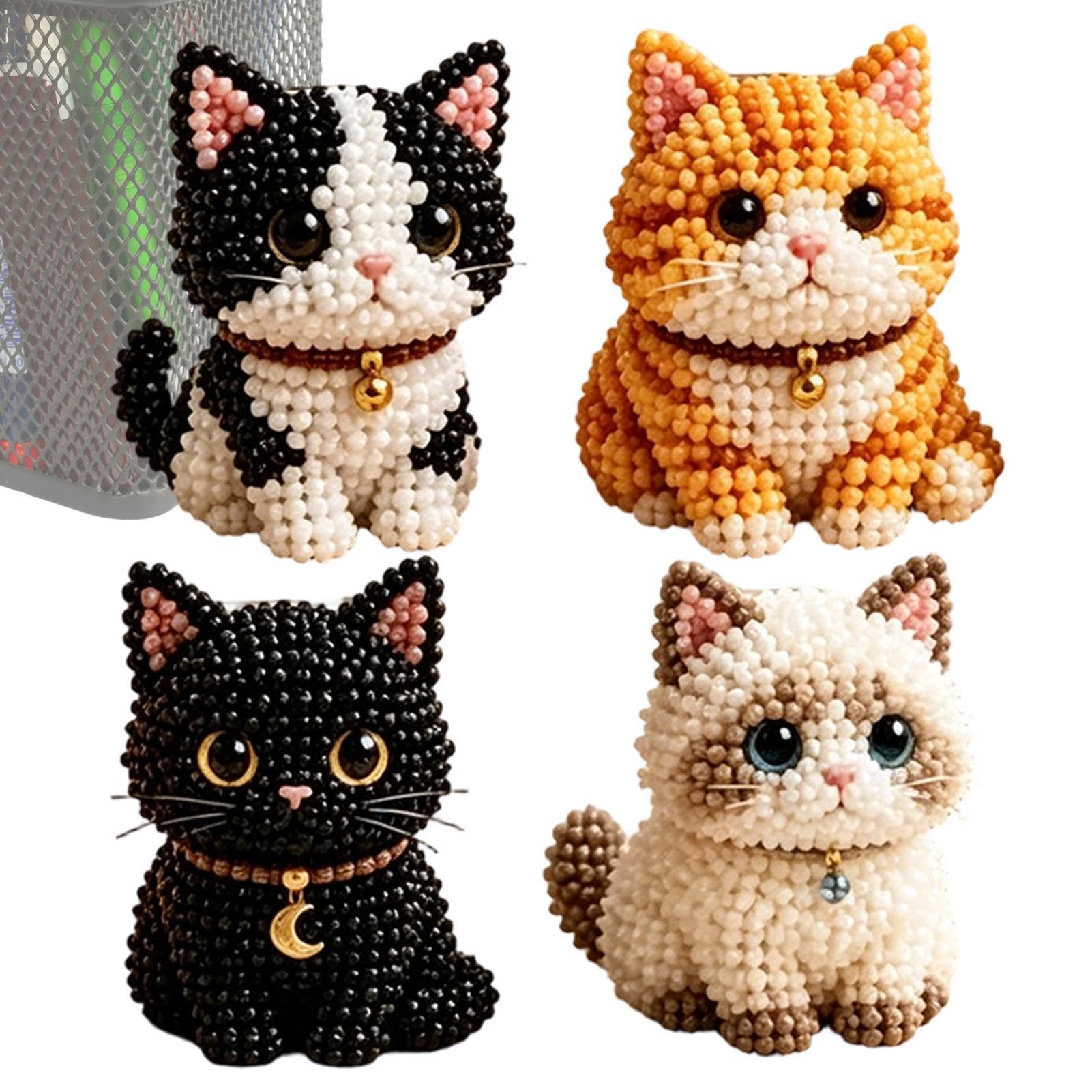Fantasy Sea Creature 3D Beaded DIY Kit & Tiny Cats Animal Set, Beading Craft Kit for Beginners & Hobbyists, Parent-Child Game, Desk Ornament, Birthday Present, Supplies, Beads, Detailed Guide