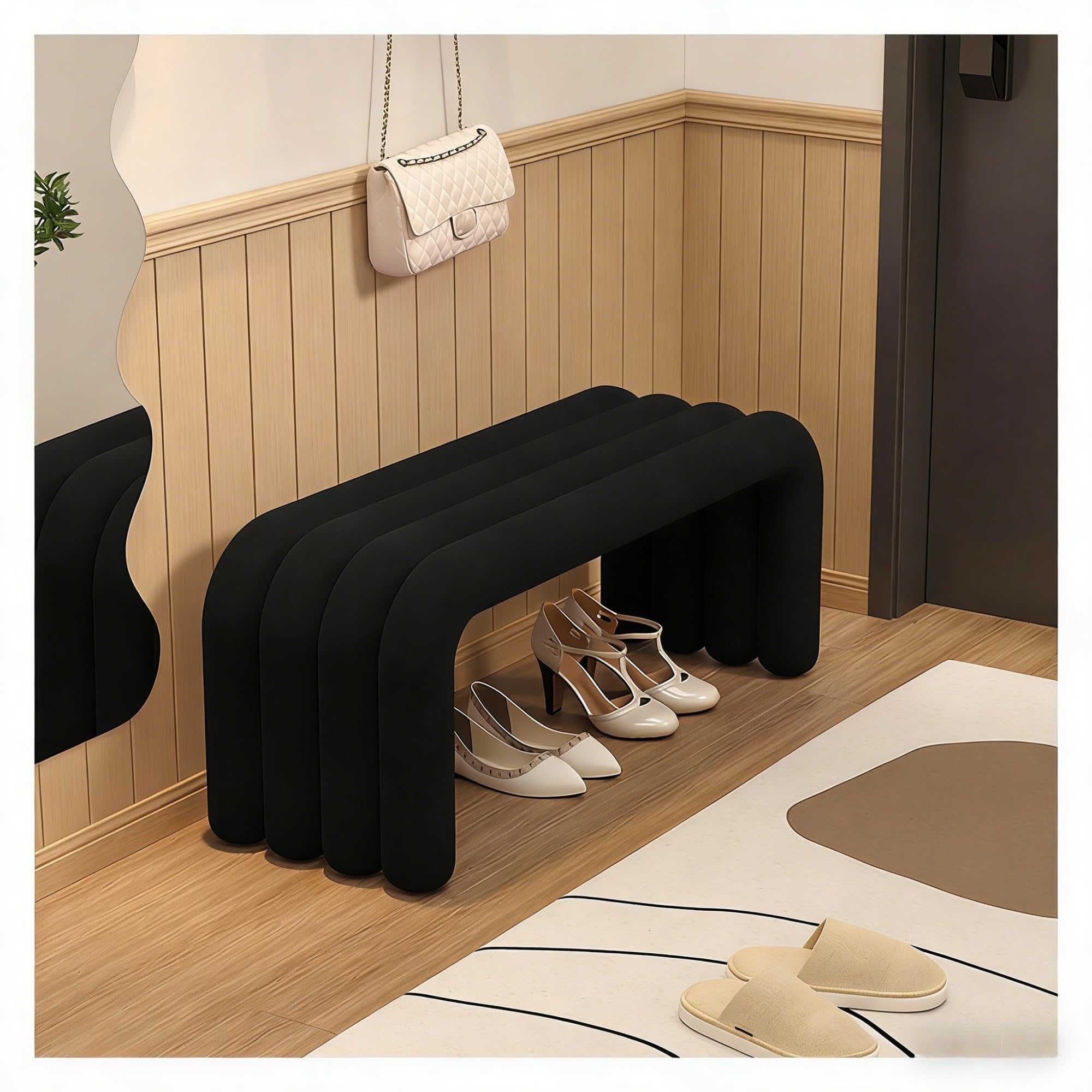 Banc de salle à manger en velours chic, assise design haut de gamme