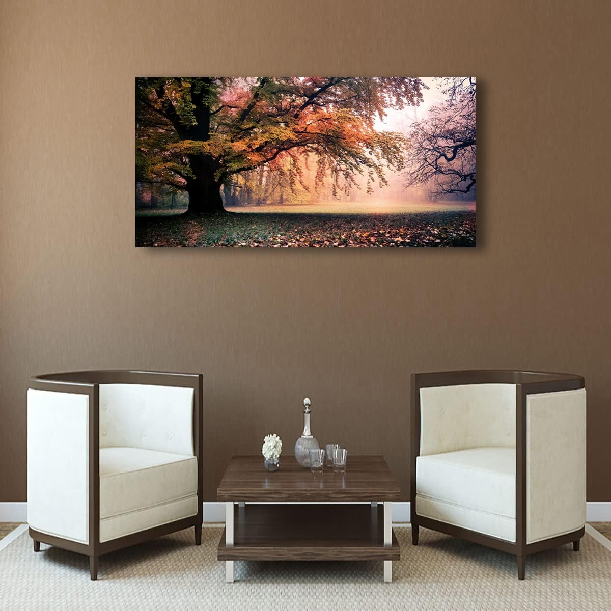 Tree of Life Wall Art Canvas Prints Natural Landscape Picture Home Decor Colorful Forest Paintings for Living Room Bedroom Bathroom Kitchen Decorations 20x40 Wooden Framed Artwork Easy Hanging