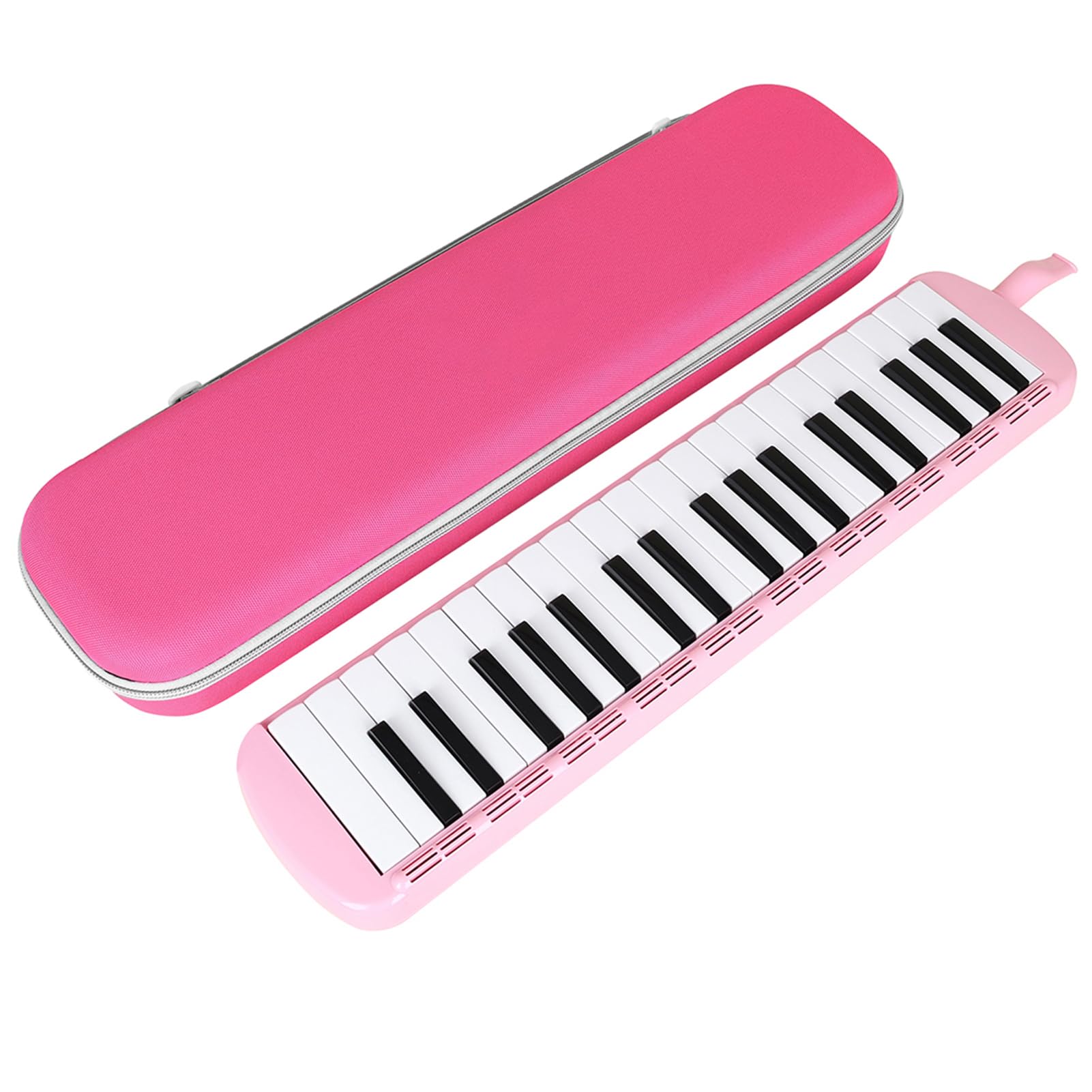Generic Melodica Clear Tone 37 Klawiszy Przenośna Ręczna Klawiatura do Pianina Powietrznego dla Uczniów i Dorosłych, z Futerałem i Ustnikami, Idealna do Szkolnego Instrumentu Muzycznego (PINK)