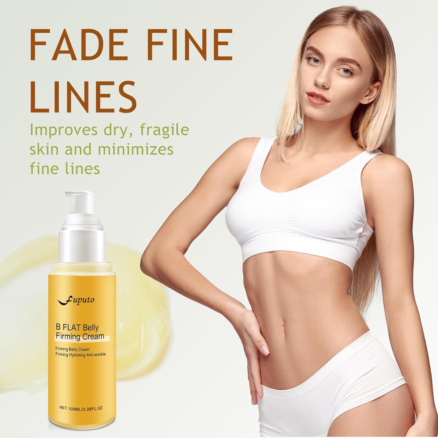 B Flat Belly Firming Cream - Stretch Mark Treatment - Clean and Gentle Belly Cream - Skin Tightening Creams for Cellulite for Stomach Mark & Thighs & Butt, Moisturizing Lifting Body Lotion（100ml - Image 2