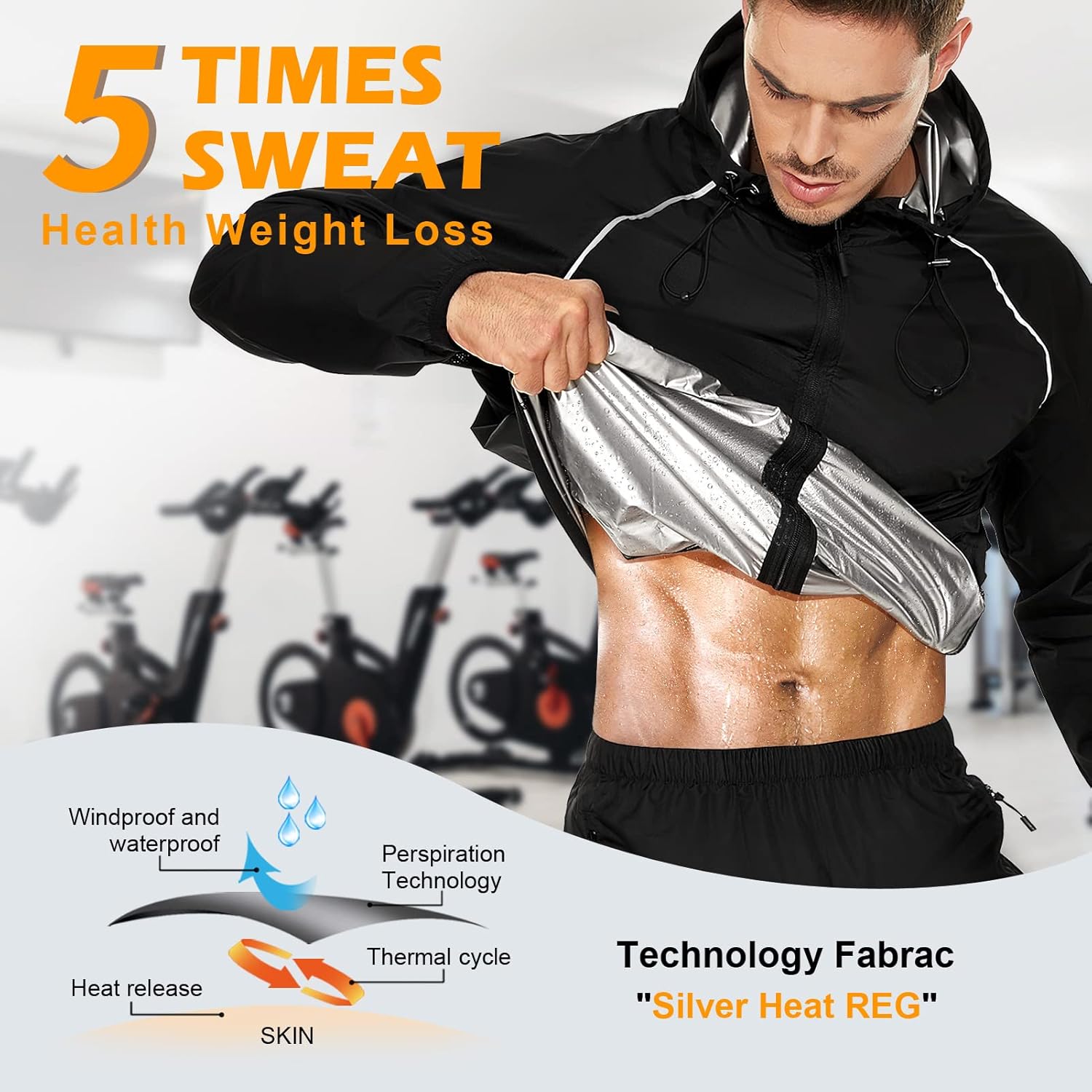 YYQ Sauna Suit for Men Sweat Sauna Jacket Gym Pants Boxing Exercise Workout Sauna Sweat Suits for Mens