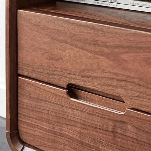 Miniatura 6 de SISWIM Mesitas de noche de madera de nogal negro para dormitorio armario de almacenamiento mesita de noche pequeño gabinete