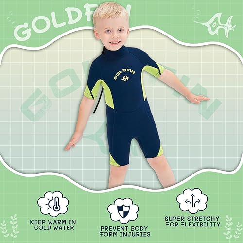 Miniatura 9 de Goldfin Traje de neopreno para niños y niñas, de 0.118 pulgadas, con cremallera trasera, para niños y jóvenes, para mantener el calor para agua