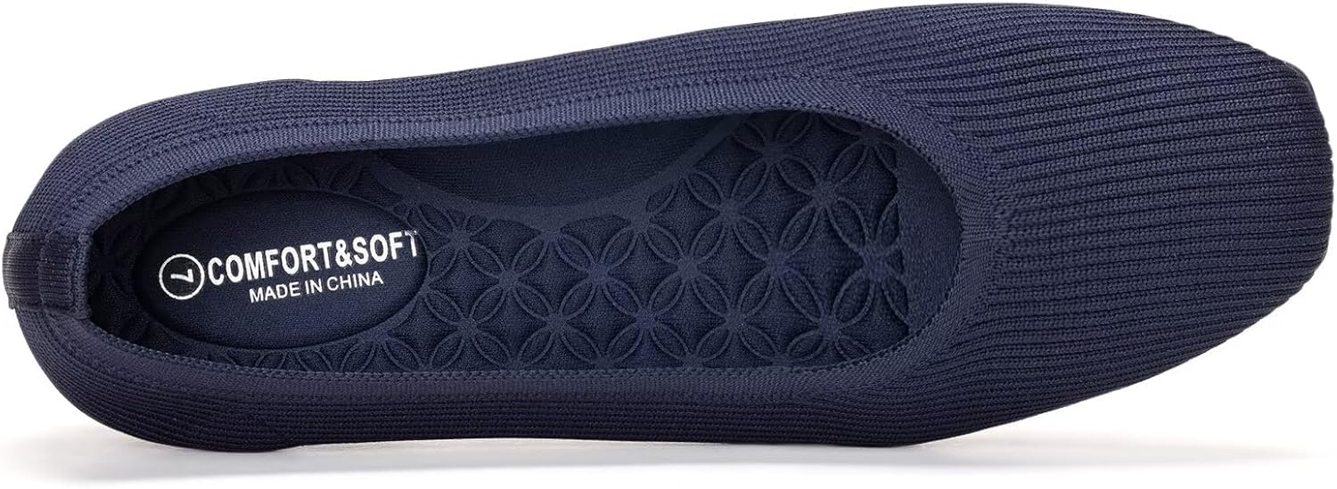 Frank Mully Womens Square Toe Flat Shoes Comfortable Knitted Flats Work Flats for Woman - Image 7