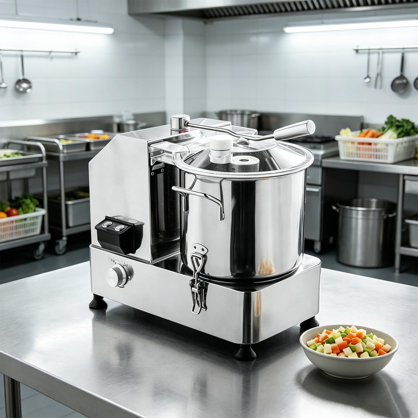 Tritatutto Professionale, Robot da Cucina 2000W, Mixer Elettrico, Controllo stepless, Ciotola 10", Antiscivolo, per Manzo e Noci 9L