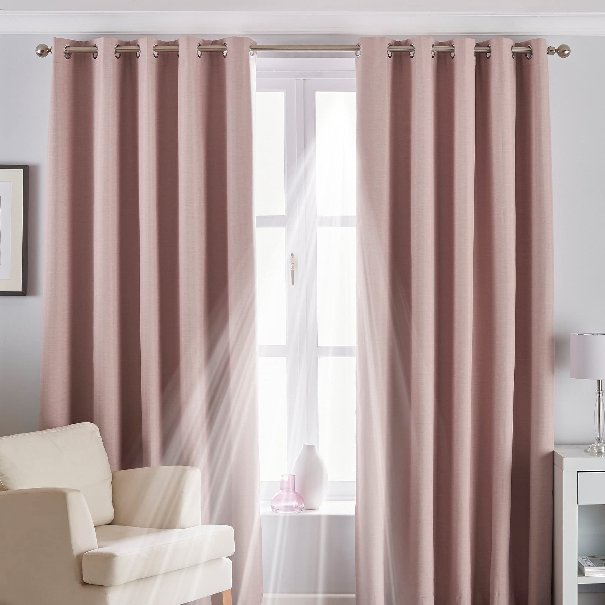 Riva Home Twilight Eyelet Curtains, Blush, 229 x 183cm