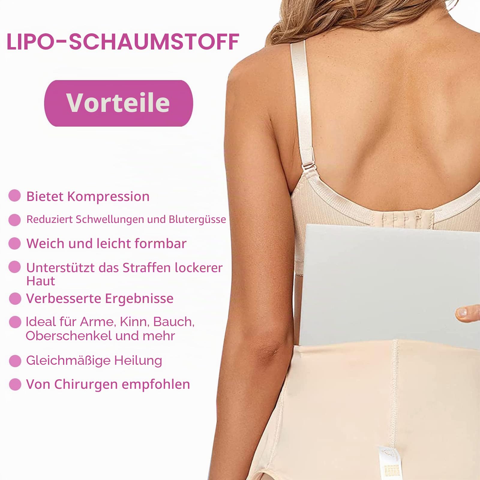 4 Päckchen Lipo-Schaum Bauchbrett 8x11x0.5 Zoll Kompressionsplatte Lipo Board Abdominal Bauch Nach der Operation Extra Dick Superweich Fettabsaugung Medizinische Schaumpolster für Taille & Bauch