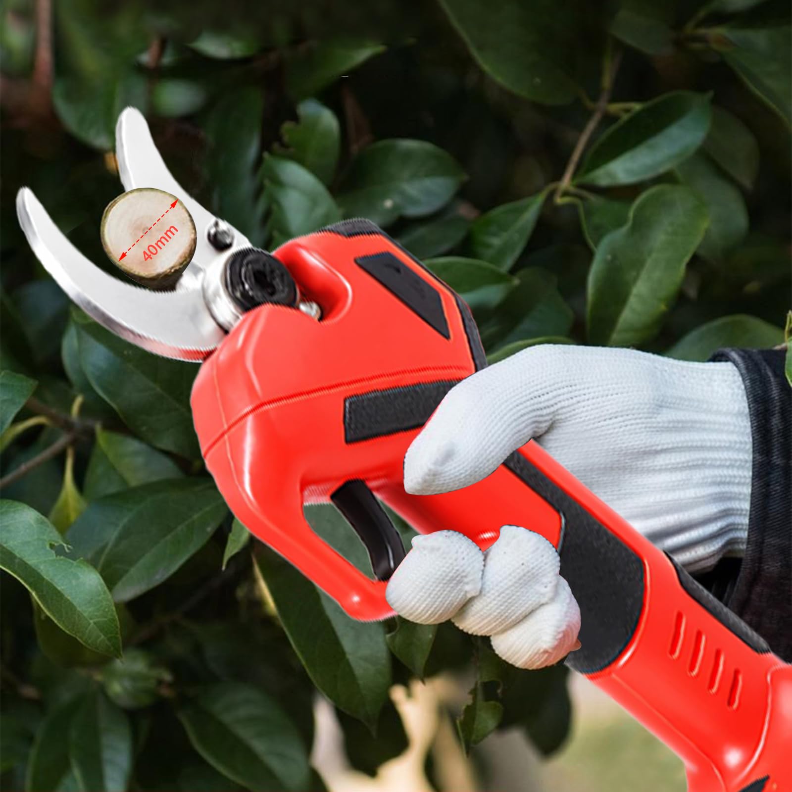 Motosierra Telescópica de 8 Pulgadas & Tijeras de Podar Eléctricas de 40 mm, Herramientas de Jardín 4 en 1,con 2 Baterías, ángulo Ajustable a 180°, Altura de Trabajo de Hasta 4,5 m.
