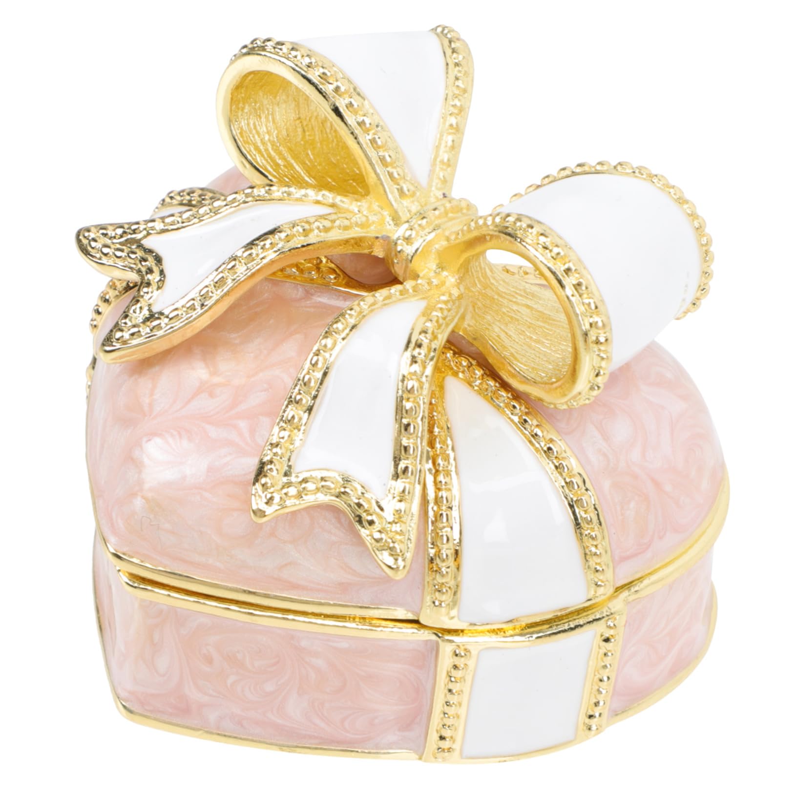 Boîte à bijoux en alliage Healeved en cœur rose avec nœud sculpté