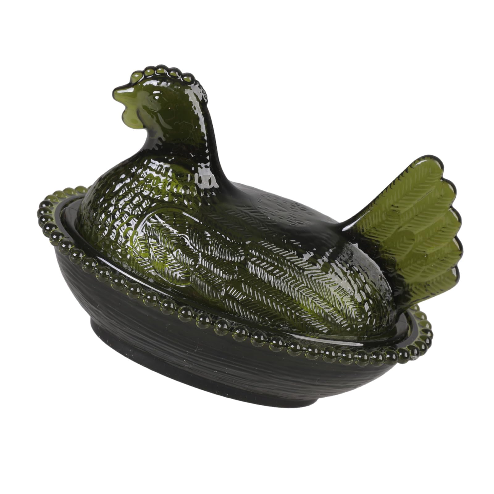 Limtula Clear Hen Figurine Trinket Box with Lid for Easter Party Desktop Ornaments Hen on Nest Candy Jar with Lid Desk Decors