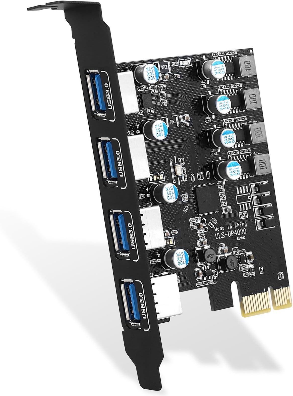 4 USB-A Port PCI-E to USB 3.0 Expansion Card, PCI Express (PCIe) Expansion Card USB Card for Desktop PC Support Windows/Linux/Hackintosh/Proxmox/MAC OS/Ubuntu/unRAID