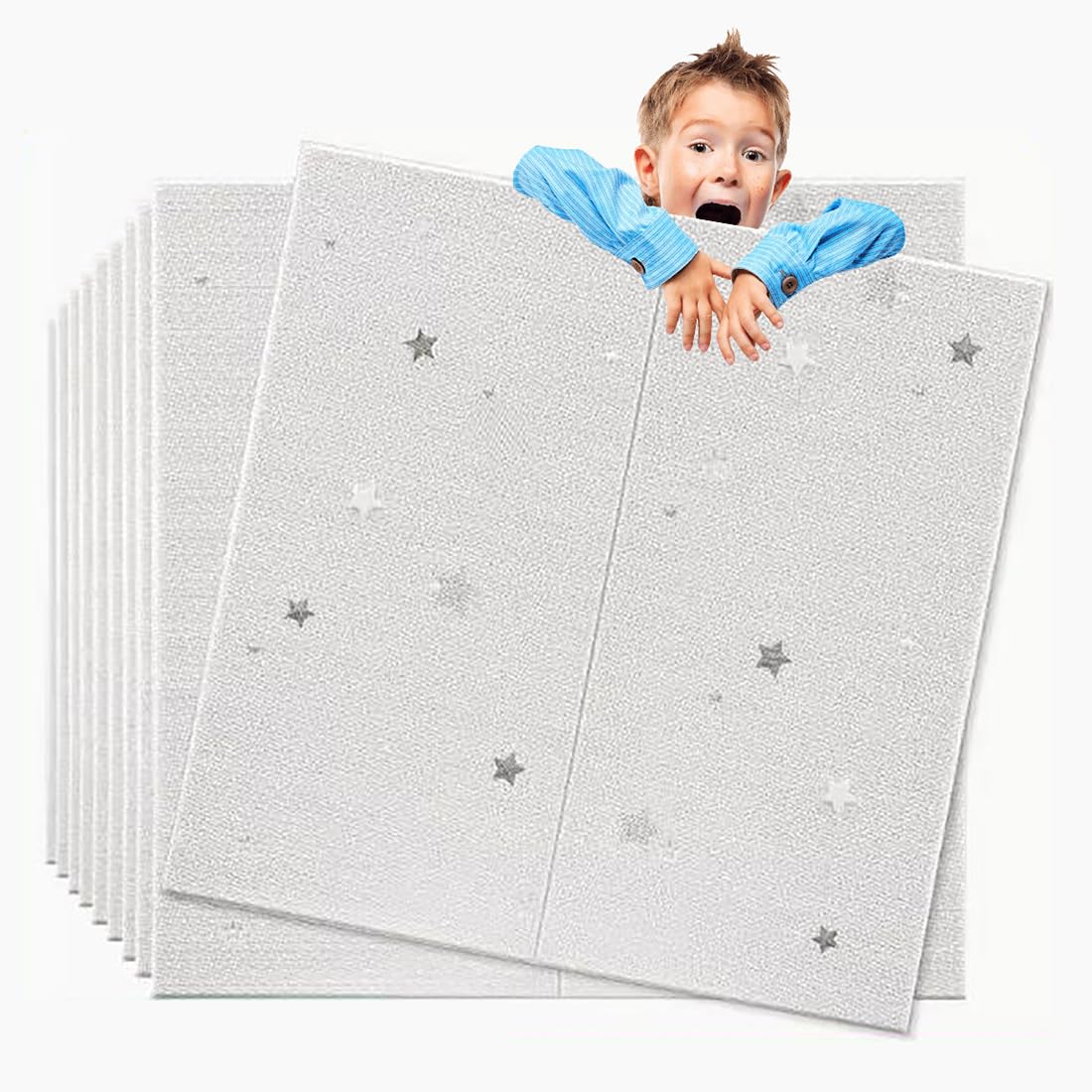 Panneaux de revêtement mural 3D mousse autocollants imperméables (Lot de 20 pièces, Modèle C)