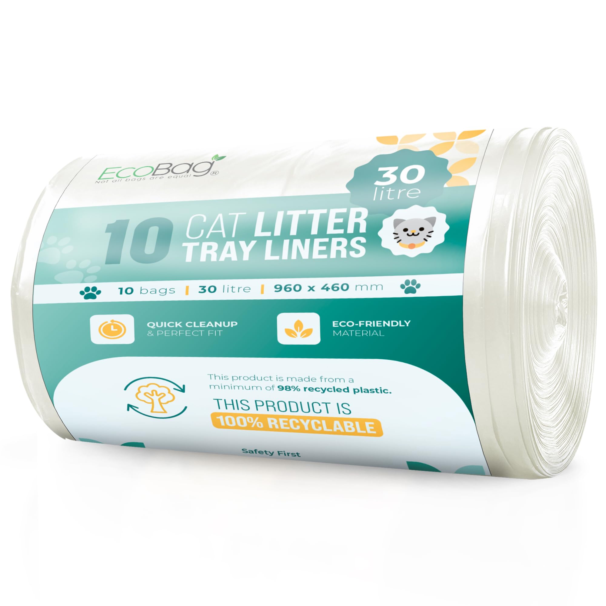 B&Q -  Heavy Duty Cat Litter Tray Liners 960 X 460 mm 30L27 MicronsWhite10 Pack