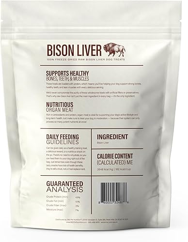 Miniatura 8 de 360 Pet Nutrition Golosinas de hígado de bisonte crudo liofilizado para perros, un solo ingrediente, alto en proteínas, sin granos, aperitivos de