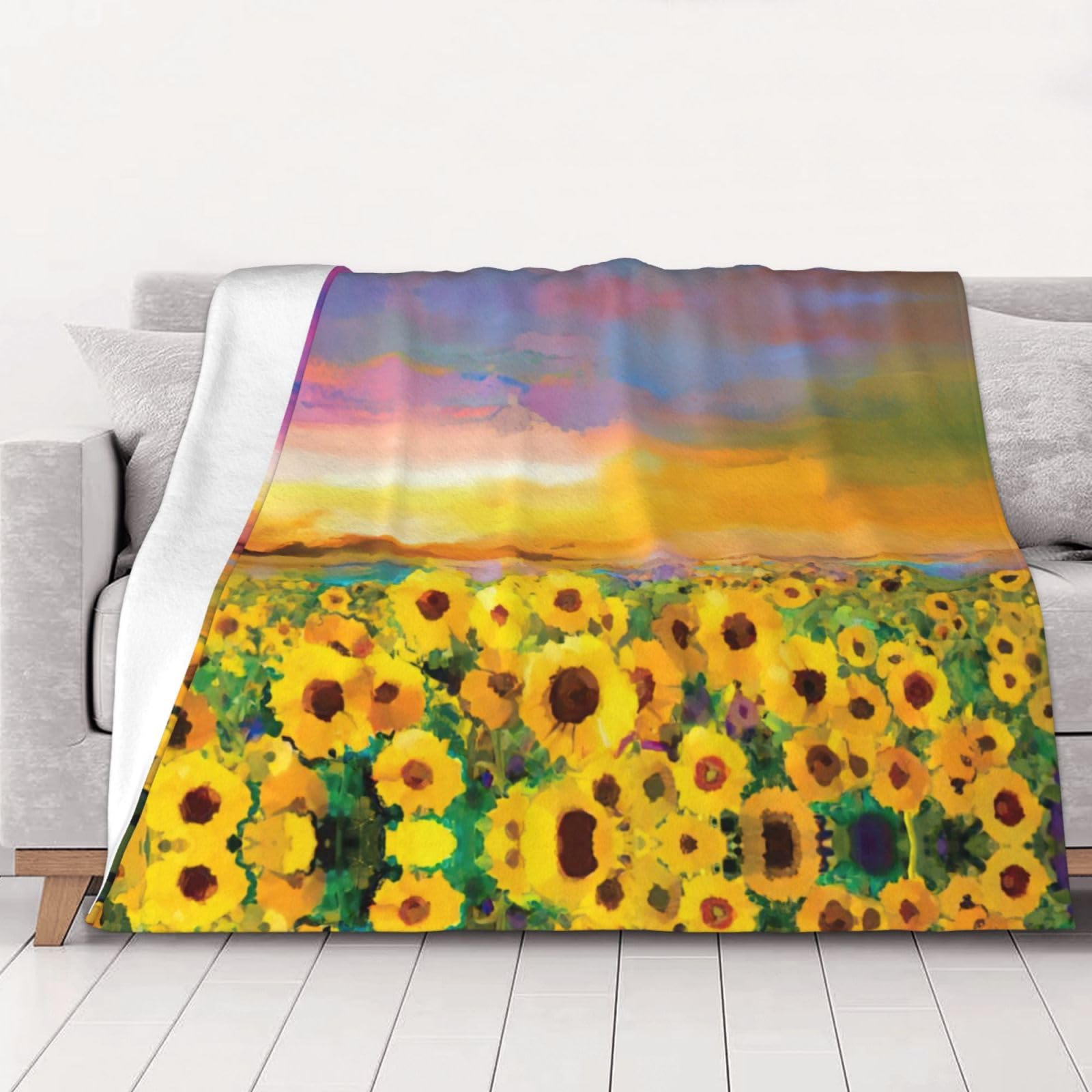 Couverture flanelle légère plaid tournesol chaud salon voiture camping