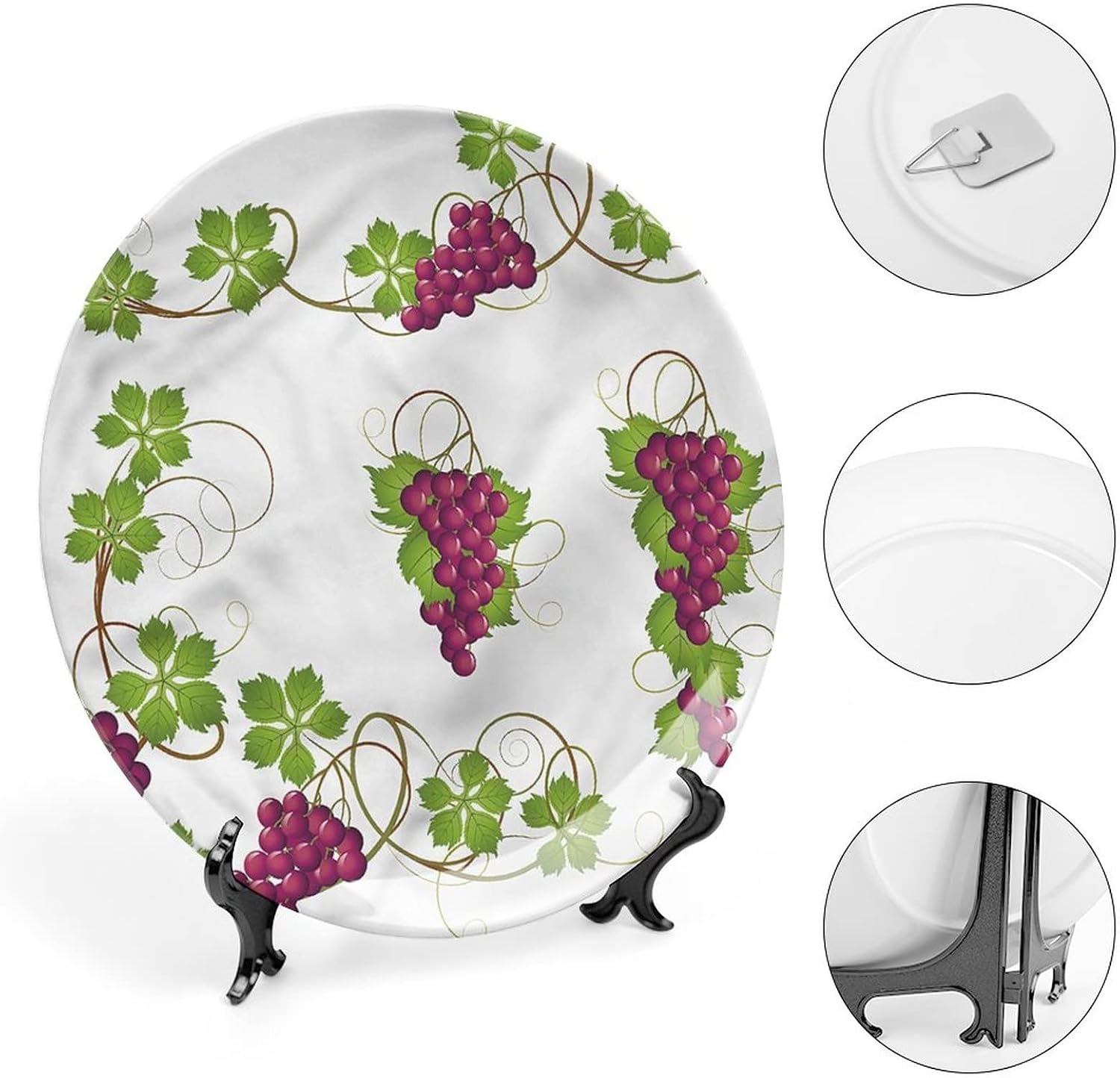 6 Inch Decorative Plate, Vine Tableware Plate, Agriculture Harvest Yield Print Ceramic Wall Hanging for Fine Dining, Upscale Events, Dinner Parties, Weddings, Catering, Christmas, Thankgiving Decor image 4