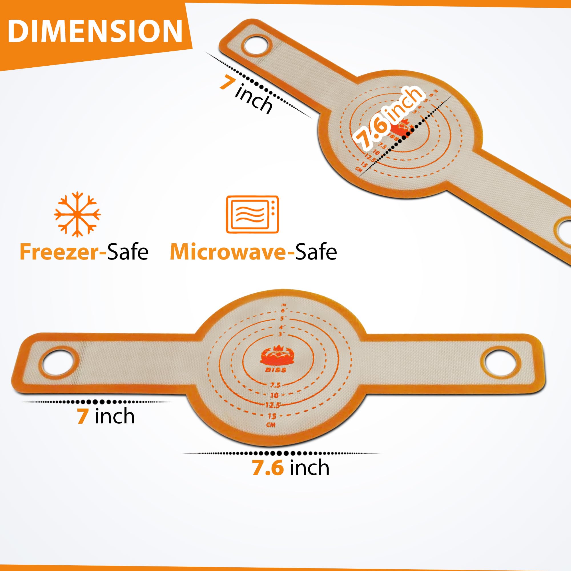 BISS Silicone Bread Sling for Dutch Oven, Non-Stick & Easy to Clean Bread Baking Mat Set, 2 Pcs Reusable Bread Sling with Long Handle to Transfer Sourdough