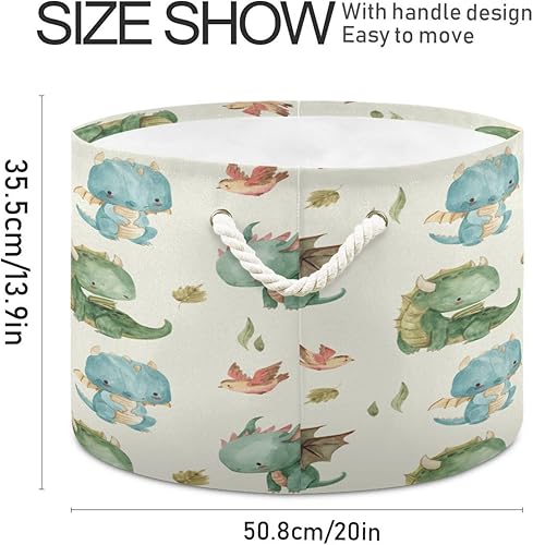 Miniatura 2 de Canasta de cuerda de algodón con diseño de dragón de acuarela, grande, redonda, para bebé, manta, juguetes, para almacenamiento, dormitorio, baño,