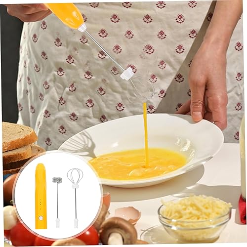 Miniatura 4 de Batidora de mano amarilla 1 juego mezclador multifuncional de acero inoxidable leche recargable licuadora portátil