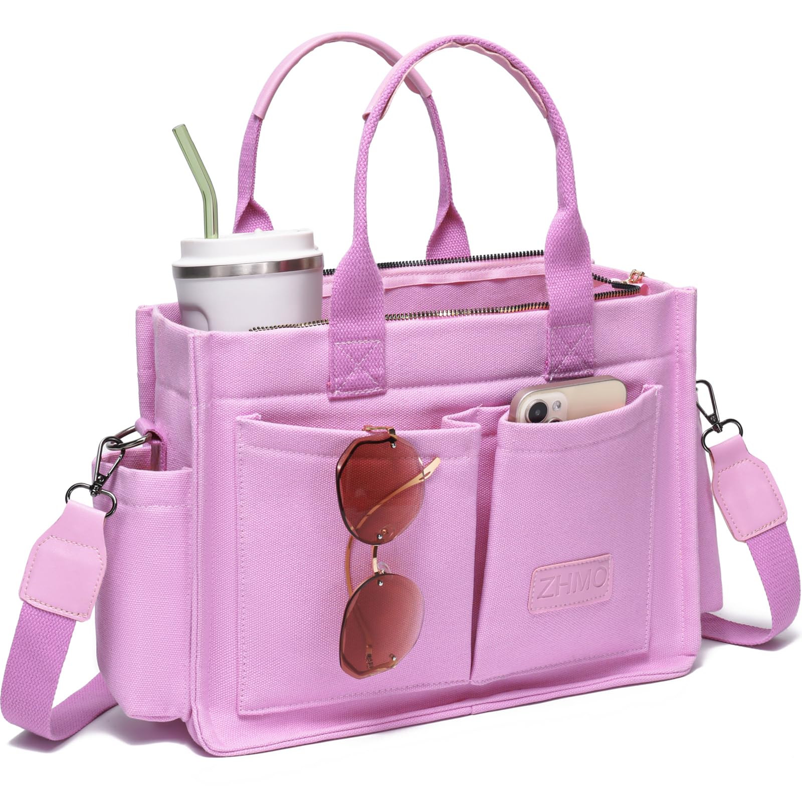 ZHMO Canvas Tote Bag for Women,Women's Bags Crossbody Bags Work Laptop Tote Bag Large Handbags Purse for Travel Nurse Teacher