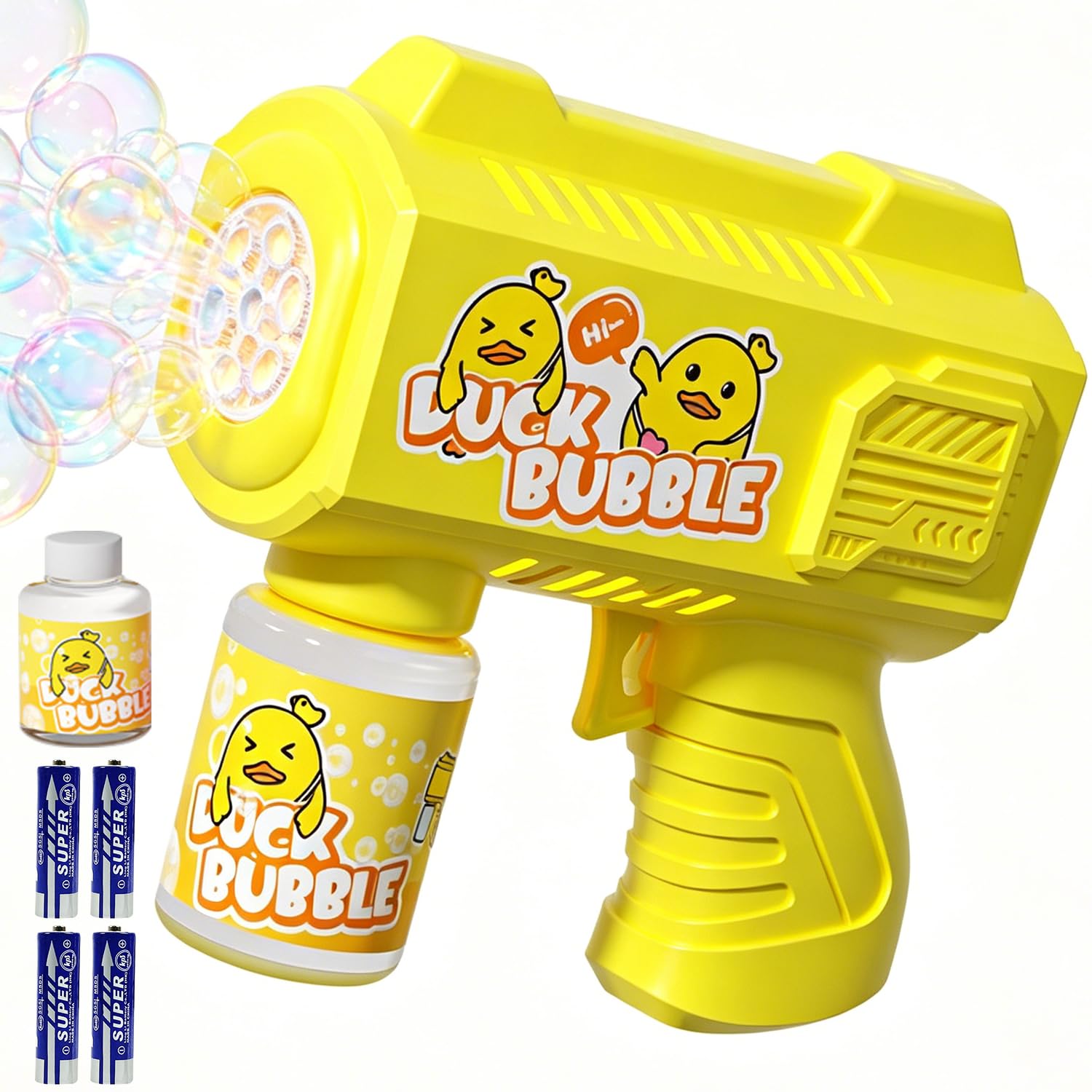 Bubbles Maker, Machine Gun Blaster, Portable Bubble Machine, Electric Silent Handheld Bubble Makers, Light Up Automatic Bubble Blower Toys for Party Wedding Outdoor Garden(Yellow) — image 1