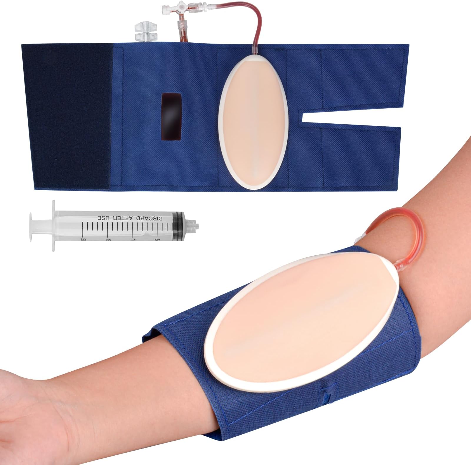Medarchitect iv practice kit for injection training, wearable injection practice kit for venous puncture practice, injection/insert iv practice block for medical education