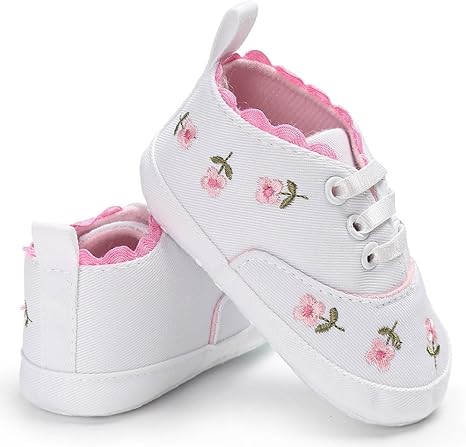 Amazon Com Enjocho Infant Baby Girls Floral Crib Shoes Soft Sole Anti Slip Sneakers Canvas Soft Sole Anti Slip Single Sneakers White 0 6 Months Clothing Shoes Jewelry