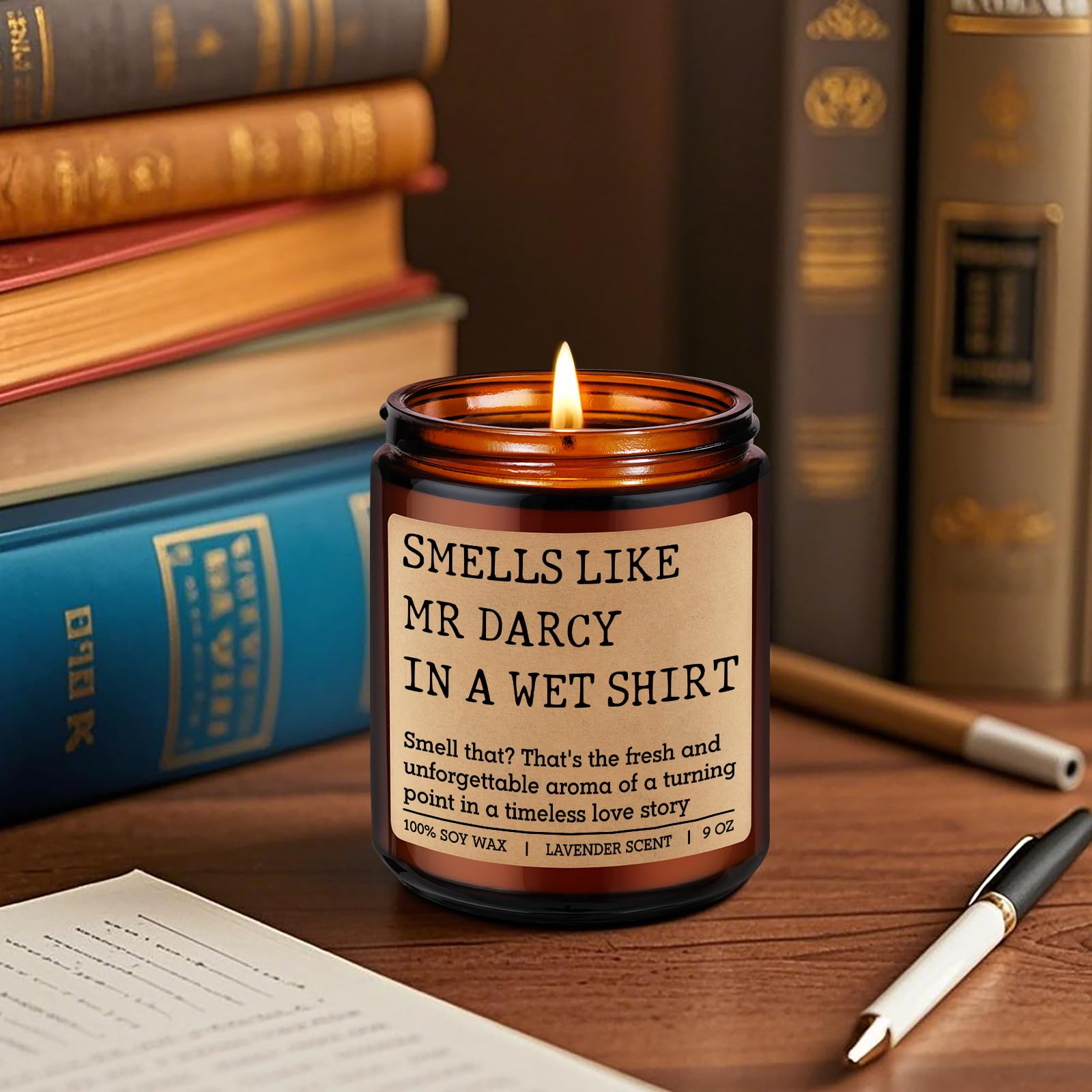 GSPY Mr Darcy Candle - Pride and Prejudice Gifts for Women, Men - Bookish, Reading, Literary, Book Lovers Gifts for Jane Austen Fans - Funny Mothers Day, Birthday Decor for Readers, Bookworm, Nerd