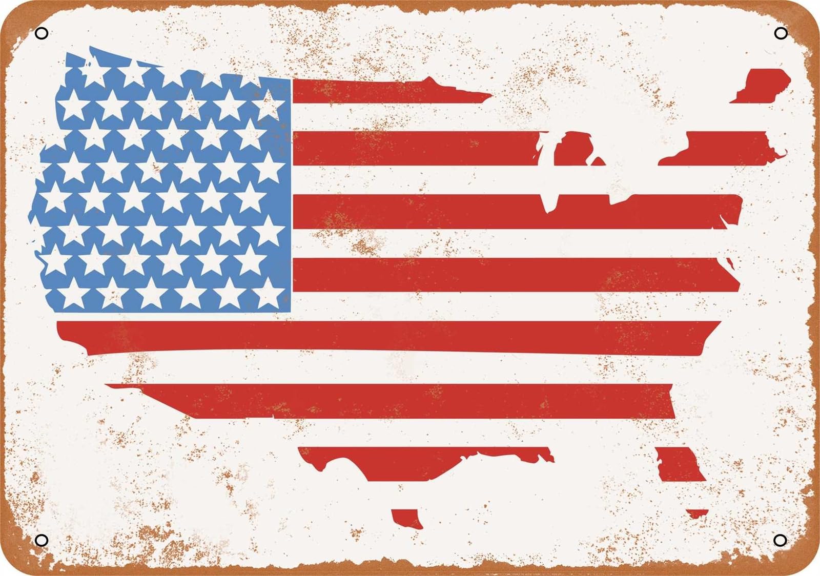 Miaomansenstore Metal Sign - America Flag - Vintage Look Home Decor