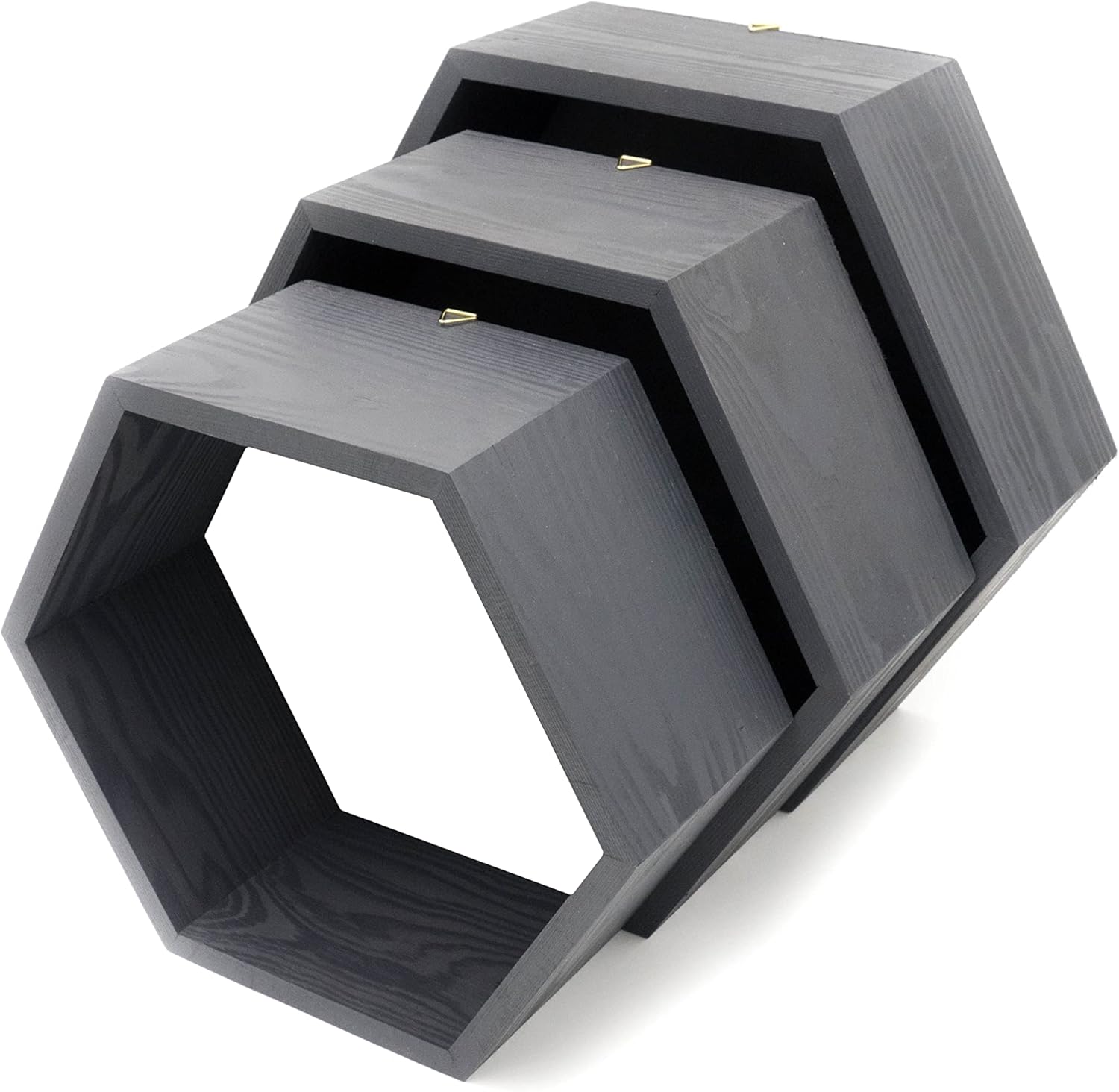 Black Hexagonal Wooden Shelves Hexagonal Shelves Set of 3 Hexagons