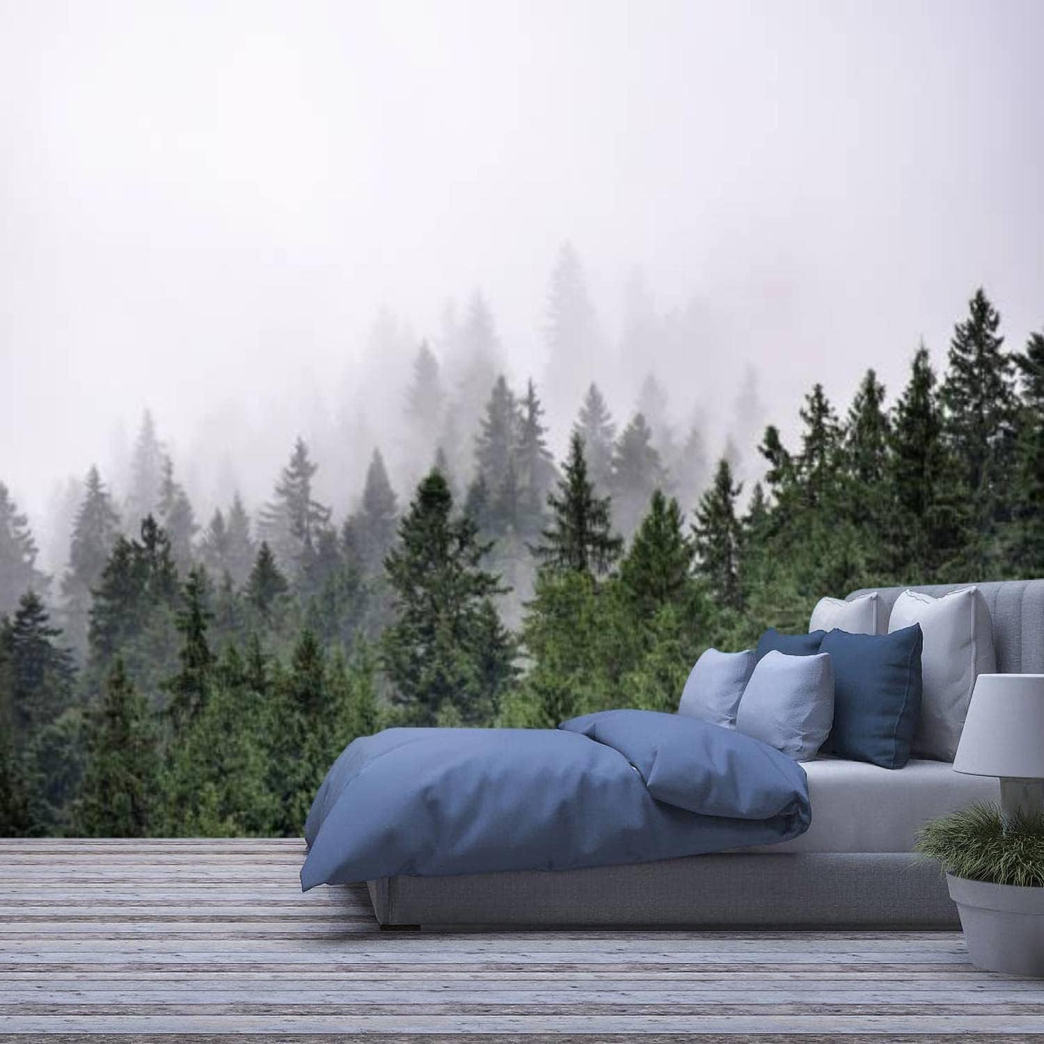 Papier Peint Mural Fond TV Salon Effet Forêt 3D Trompe l'Œil Acoustique