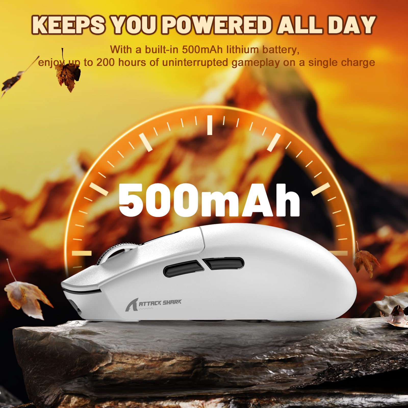 MAMBASNAKE x ATTACK SHARK G3 Mouse da Gioco Wireless, Leggero 59g, Sensore Ottico PAW3311, 25 000 DPI, Bluetooth/2.4G/USB-C, 5 Pulsanti Programmabili, Batteria da 500mAh per PC/Mac – Bianco