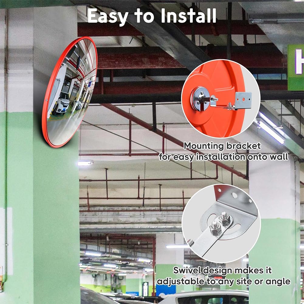 Mirror De Entrada Convexa, Espejo De Punto Ciego Ajustable, Espejo De Seguridad del Tráfico, Espejo De Seguridad Interior Y Exterior, Espejo De Seguridad Parabólico para El Camino,60cm
