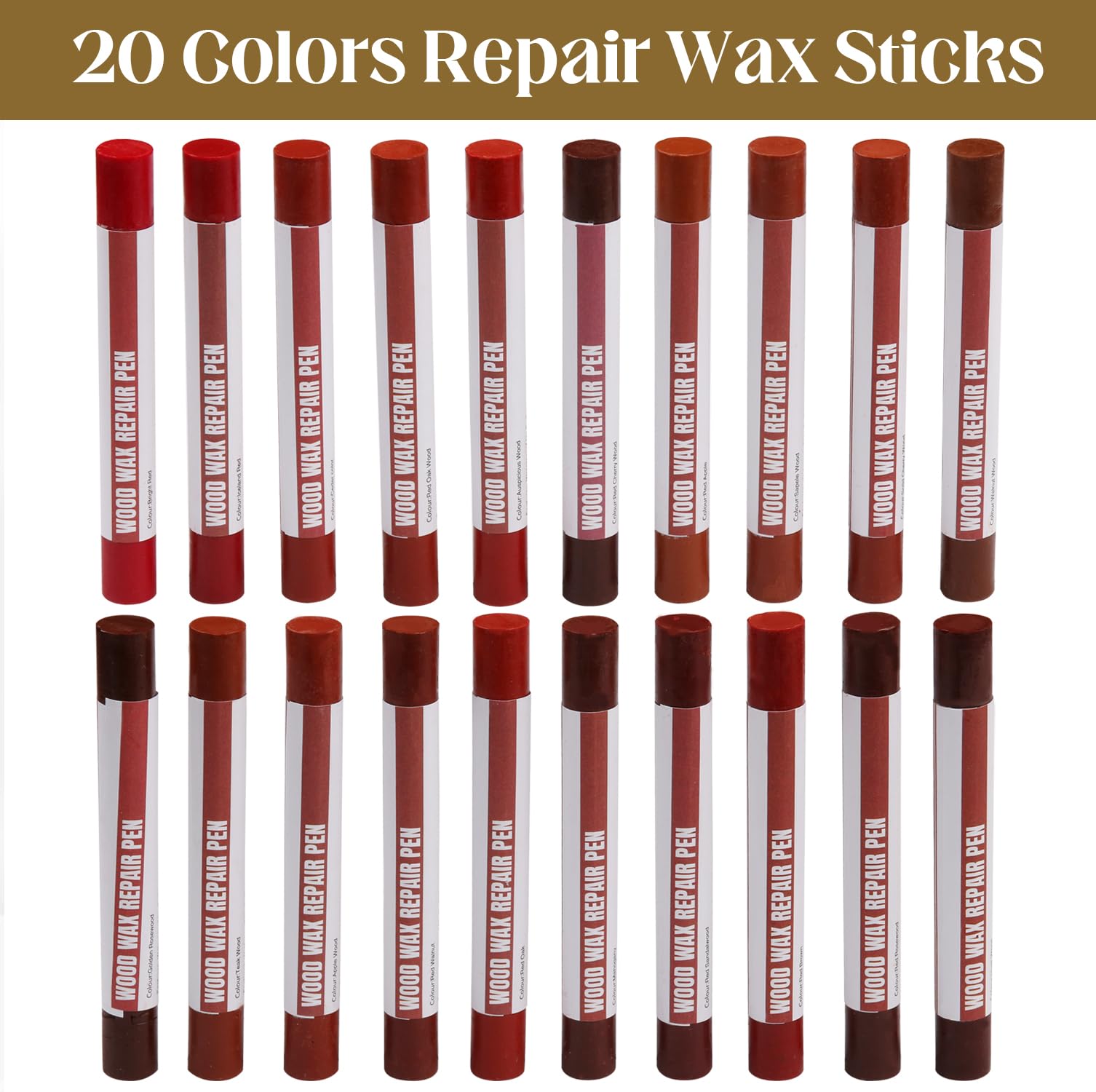 YIEMI Wood Filler Sticks 20 Colors Repair Wax Sticks Kit Furniture Touch Up Crayons for Repairing Scratches Holes Cracks Wood Floor Tables Cabinets Doors Hardwood(Red Series) - Image 3