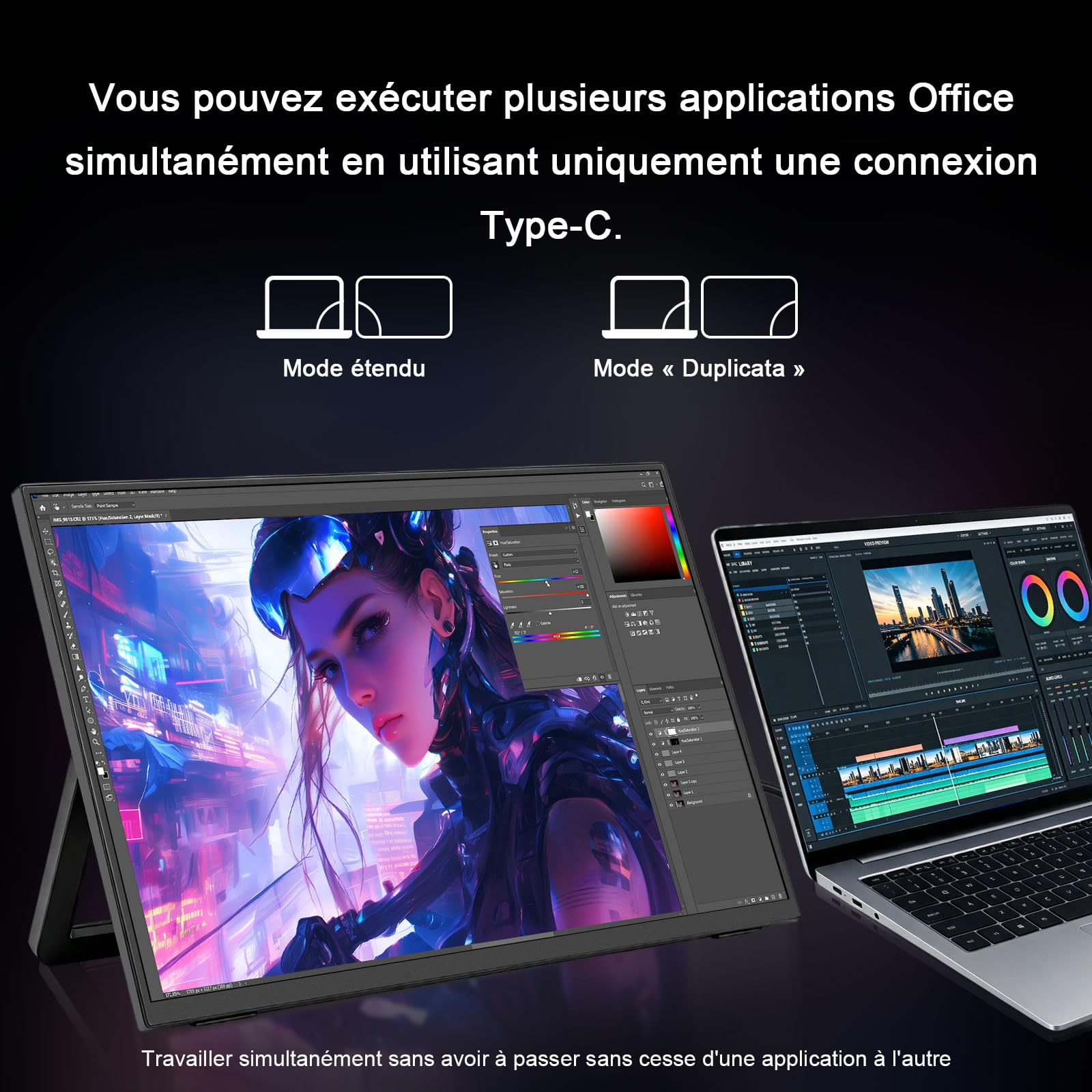 Przenośny monitor do gier 18,5" 120 Hz 1080p IPS, kompatybilny z PC/PS5/Xbox/Switch