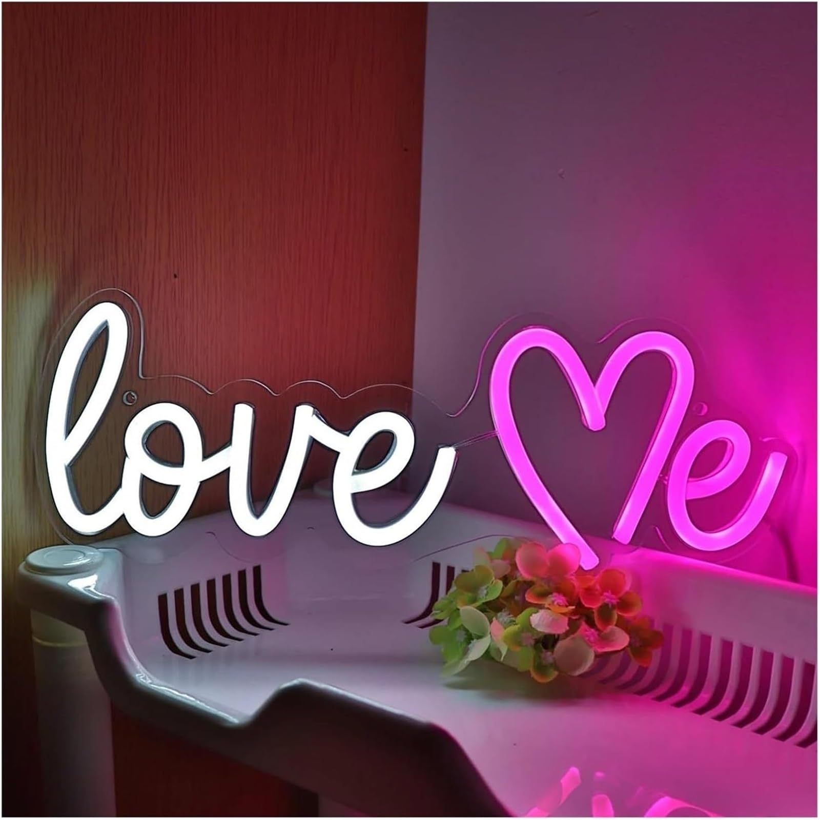 letrero de luz de neón Para lámpara de neón Love Me para letrero para luces regulables con alimentación 11,7 cm × 32