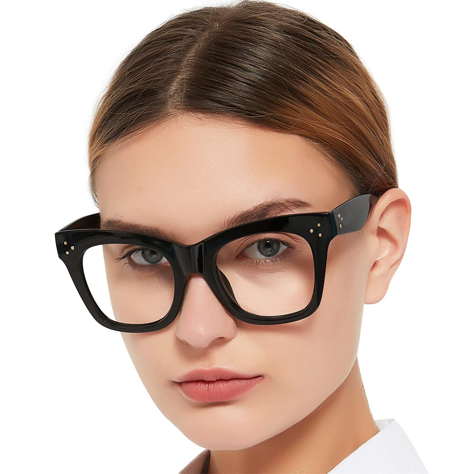 OCCI CHIARI Oversized Women's Reading Glasses, Wide Leg Readers Glasses for Women Fashion Square Glasses for Reading (Black,0) - Image 2