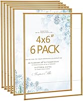Bolidery Gold Acrylic Picture Frames 4x6 Set of 6 - No Drill Floating Wall Hanging Collage Decor for Home Office School