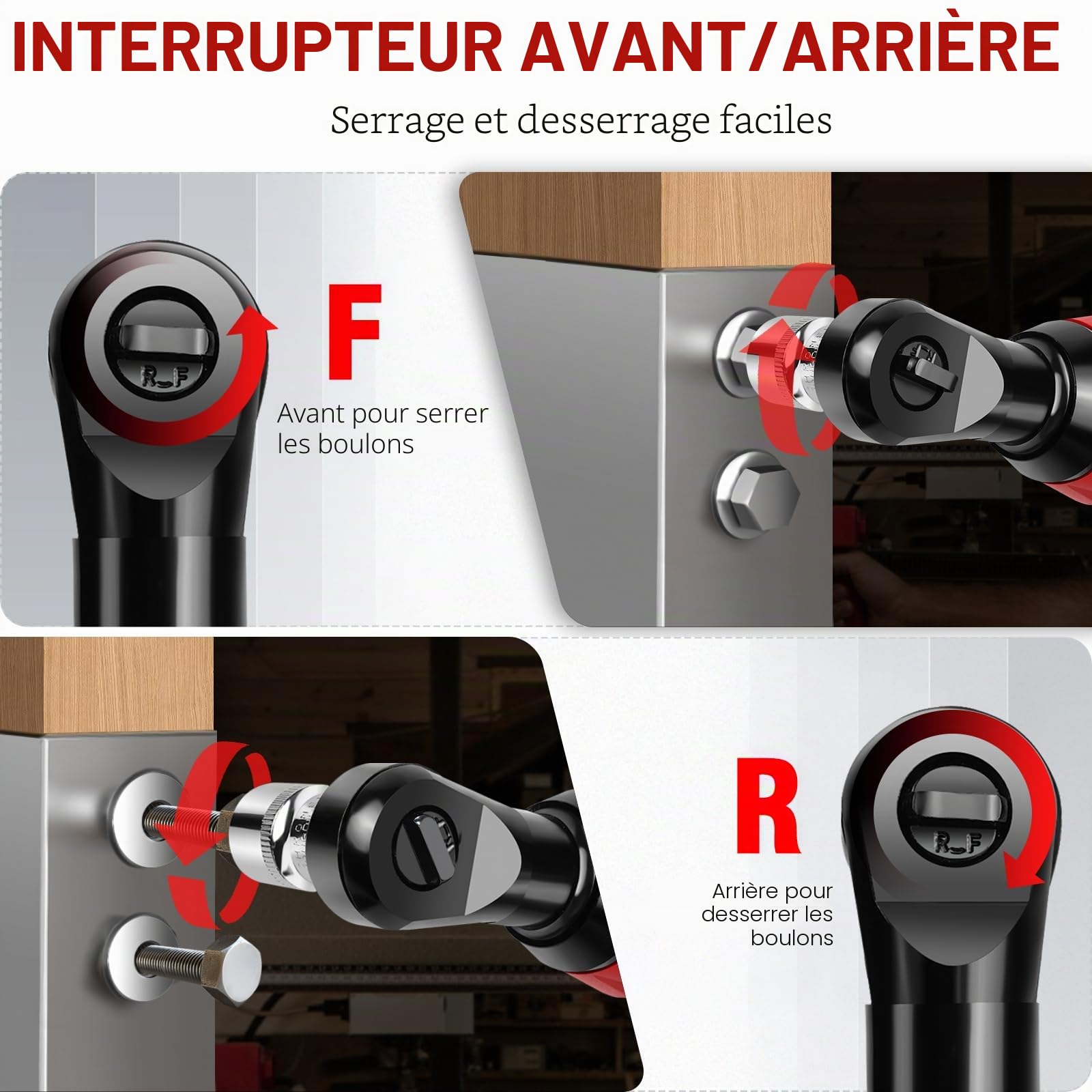 Clé à cliquet sans fil 40 N.m avec 2 batteries de 2000 mAh et charge rapide, clé à cliquet électrique, clé à cliquet sans fil 3/8" avec 7 douilles, pour réparation automobile et entretien des