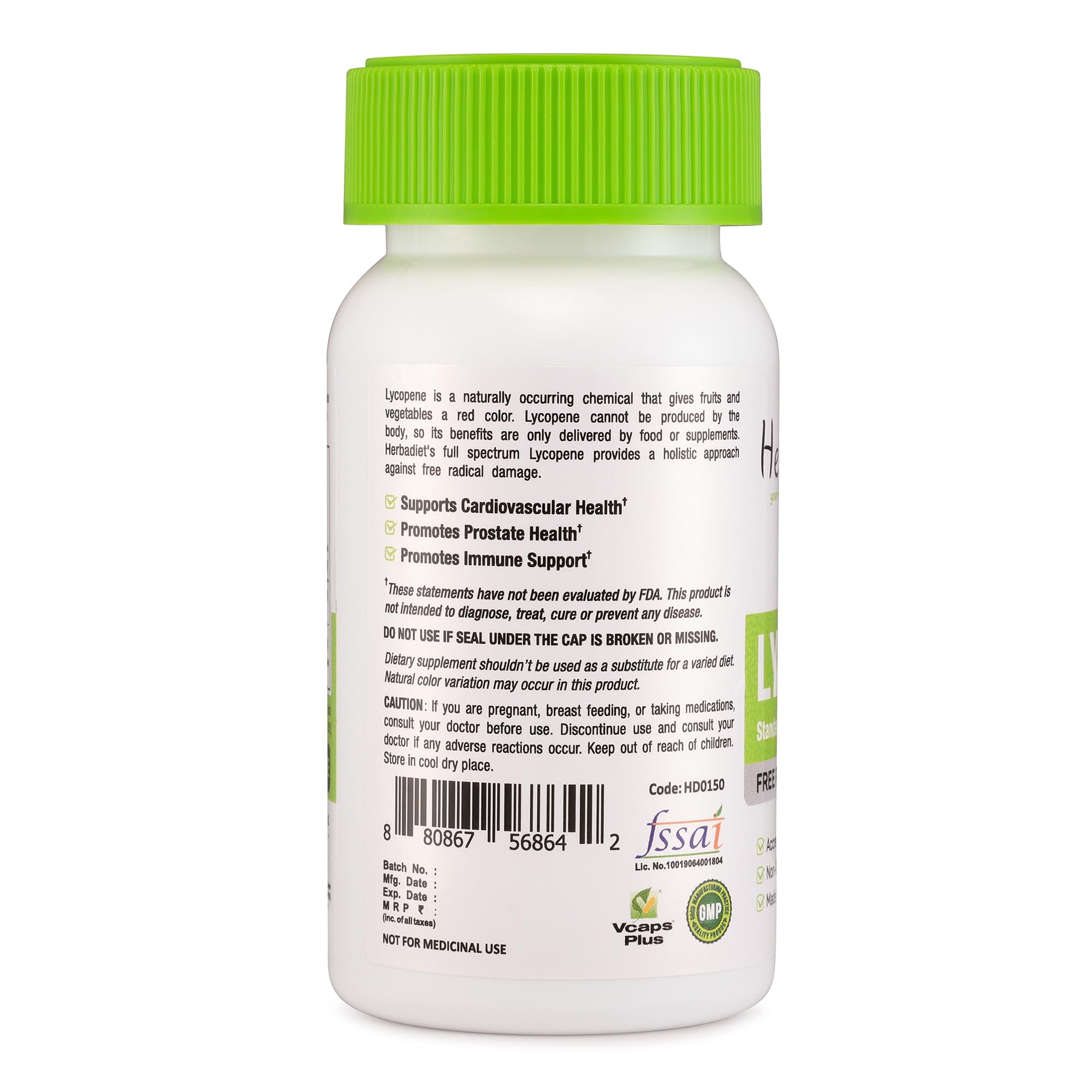 Herbadiet Lycopene 50Mg(Per Serving)60 Capsules|Natural Prostate Support,Immune Health|Tomato Extract Supplement 1