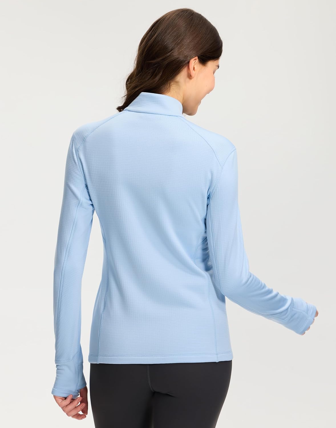 Pioneer Camp Women's Grid Fleece Lined Running Jacket Full Zip Winter Athletic Workout Scrub Jacket with Thumb Holes Midlayer - Image 6