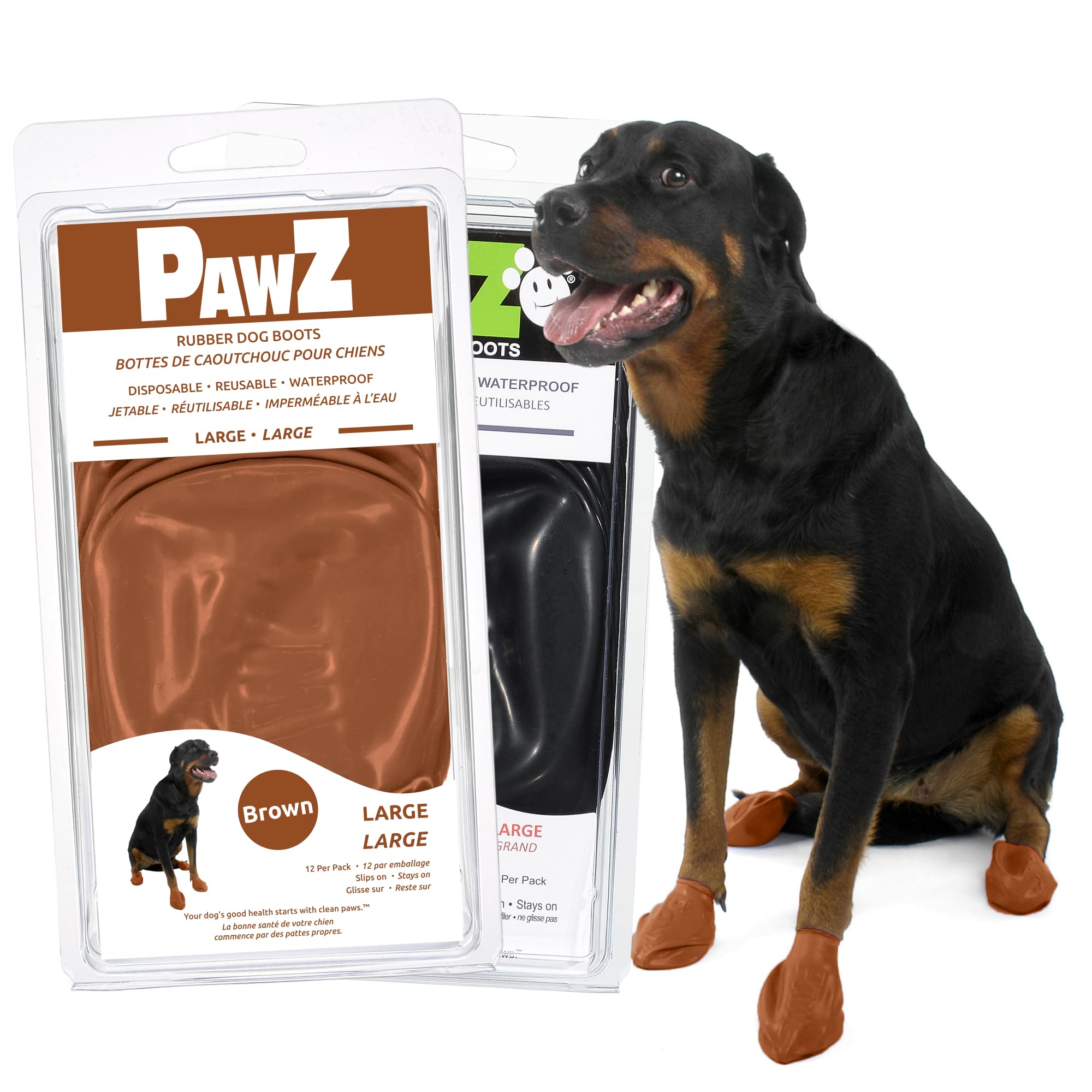 PawZ Rubber Dog Boots - Waterproof Non-Slip Dog Shoes for Hot Pavement, 24 Pack