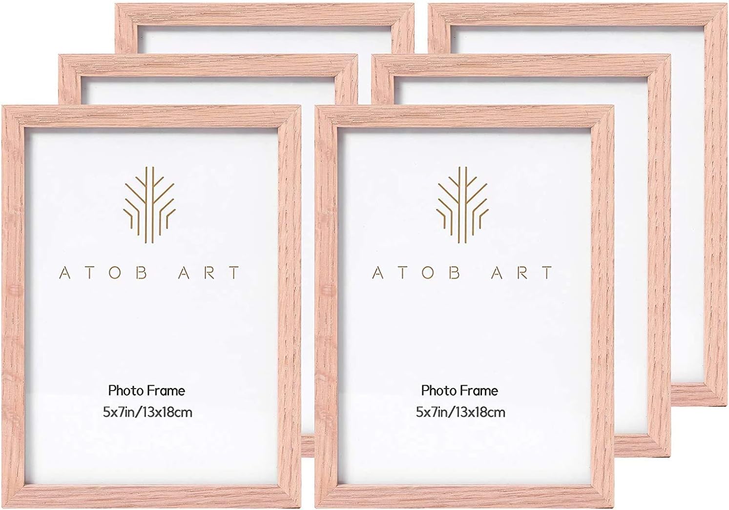 5×7 Oak Wood Picture Frames, 6 Pack Natural Wood Color Photo Frame